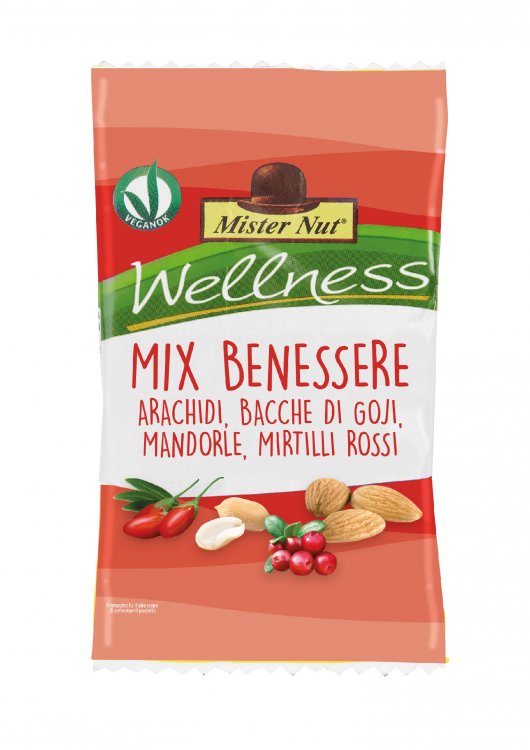 1 x MISTER NUT BENESSERE MIX 24 Pz DA 25 Gr (arachidi baccje di goji mandorle mirtilli rossi)