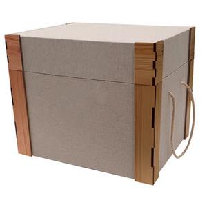 SCATOLA STRENNA IN TESSUTO CHIARO PER 6/8 BOTTIGLIE