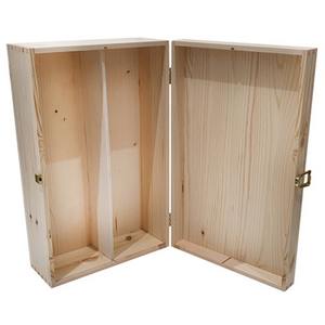 CASSETTA IN LEGNO ORIZZONTALE CON CHIUSURA CLIP CLAP PER 2 BOTTIGLIE MAGNUM