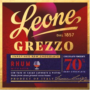 LEONE TAVOLETTA DI CIOCCOLATO GREZZO 70% RHUM 70 G