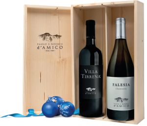 PAOLO E NOEMIA D'AMICO FALESIA CHARDONNAY + VILLA TIRRENA BIO IGT CASSETTA LEGNO 2 BOTTIGLIE DA 75 CL