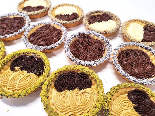 1 x BAKEIT CROSTATINE CREME ASSORTITE 12PZ GIANDUIA PISTACCHIO LATTE/FOND.