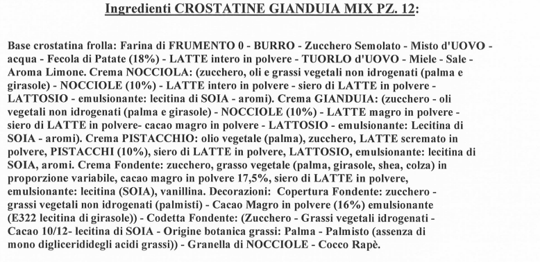 1 x BAKEIT CROSTATINE CREME ASSORTITE 12PZ GIANDUIA PISTACCHIO LATTE/FOND.
