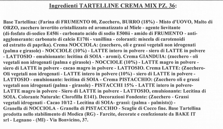 1 x BAKEIT TARTELLINE ASSORTITE 36 PZ
