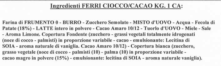 1 x BAKEIT FERRI CIOCCO CACAO ASSORTITI 55 PZ