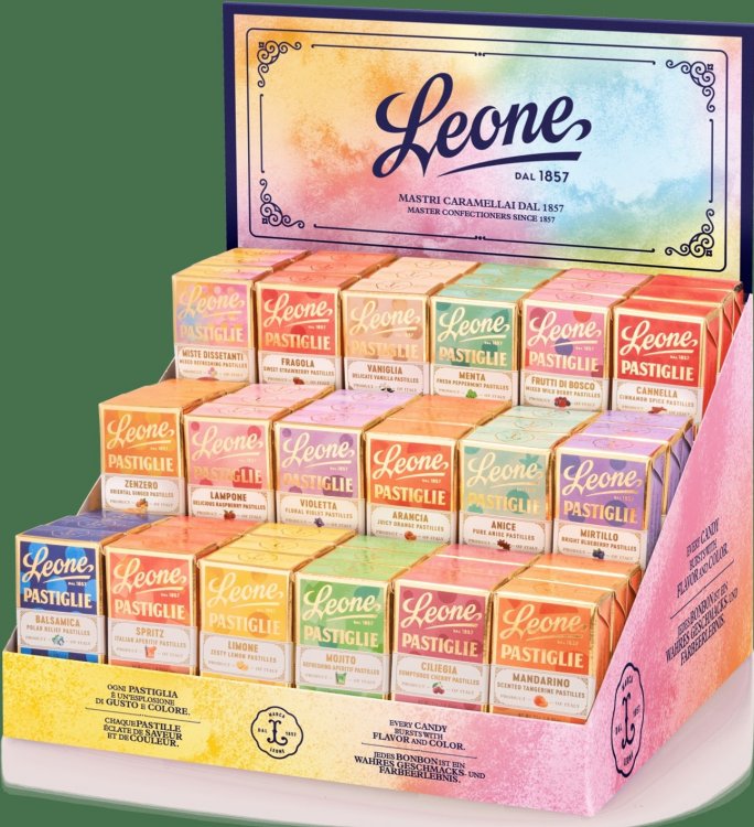 1 x ESPOSITORE ASSORTITO PASTIGLIE LEONE da 54 pz