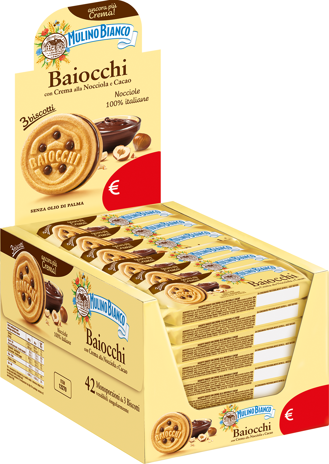 42 x BAIOCCHI NOCCIOLA EXPO MULINO BIANCO 28gr